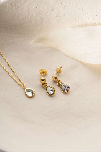 Taşlı Damla 925 Ayar Gümüş Set – 4