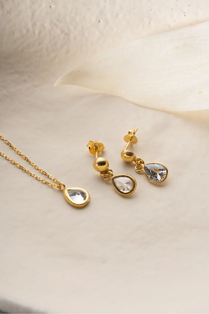 Taşlı Damla 925 Ayar Gümüş Set – 3