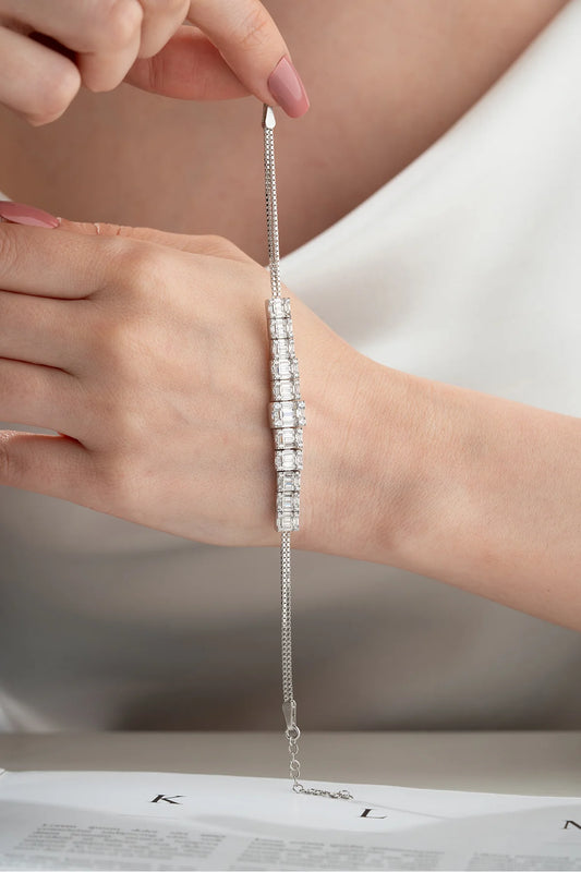 Baget Taşlı 925 Ayar Gümüş Bileklik – 14