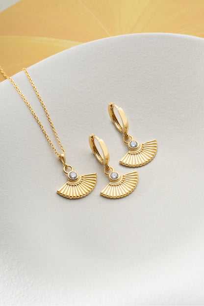 Yelpaze Model 925 Ayar Altın Kaplama Gümüş Set – 2