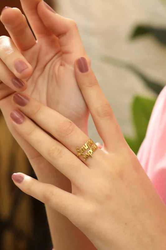 Sevdiklerinize Özel Çift Gümüş İsimli Yüzük - ÖzelSen