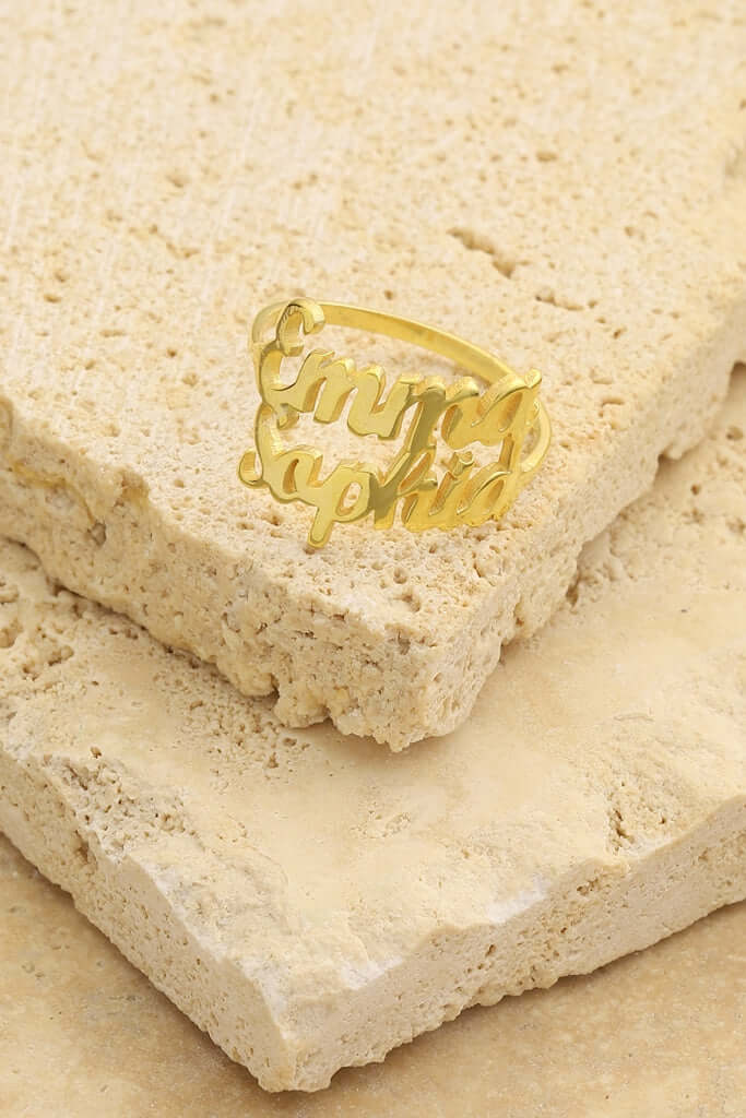 Sevdiklerinize Özel Çift Gümüş İsimli Yüzük - ÖzelSen