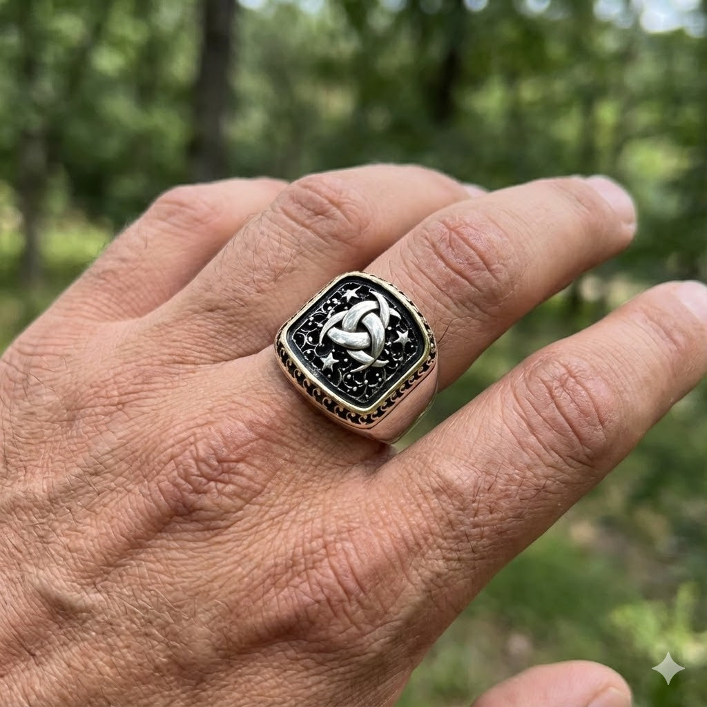 El İşçiliği Zirkon Detaylı Gizemli Teşkilat-ı Mahsusa Gümüş Yüzük