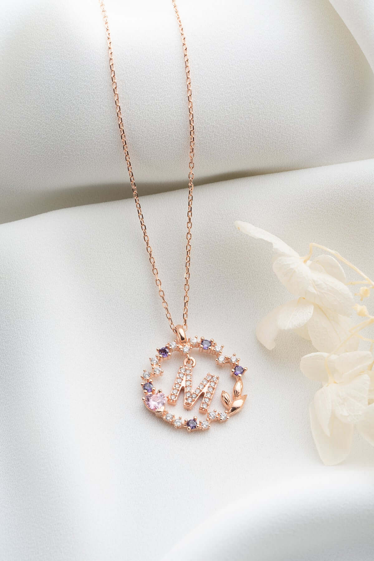 Zirkon Taş Kalpli 925 Ayar Gümüş Harfli Kolye - ÖzelSen