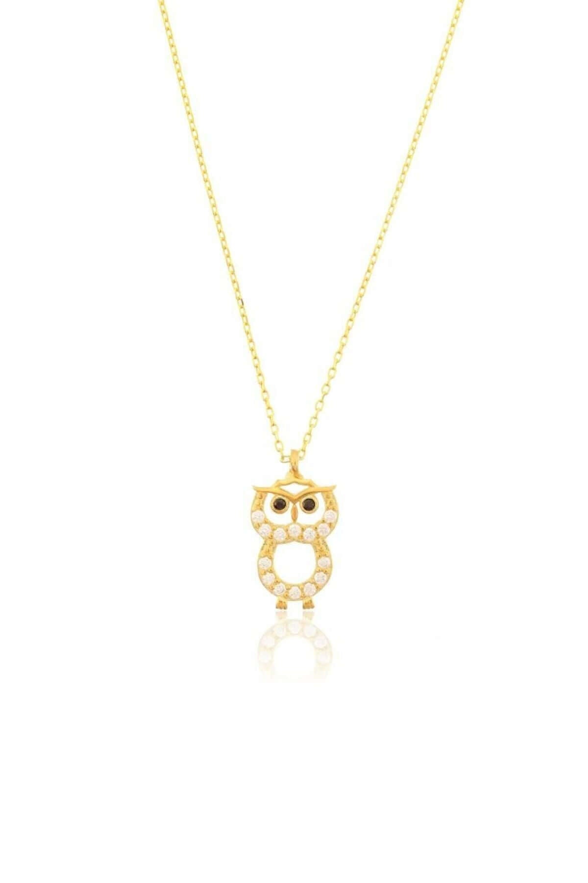 Zirkon Taşlı 925 Ayar Gümüş Baykuş Kolye - ÖzelSen