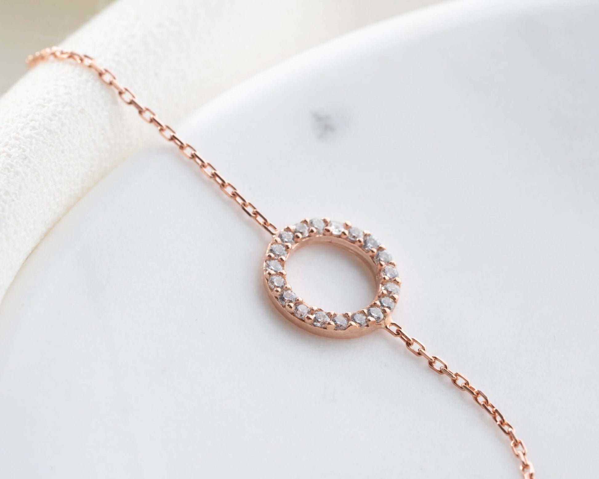 Zirkon Taşlı 925 Ayar Gümüş Halka Bileklik - ÖzelSen