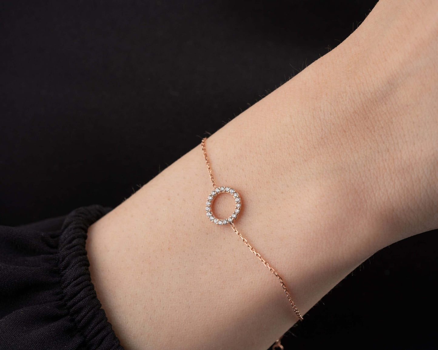 Zirkon Taşlı 925 Ayar Gümüş Halka Bileklik - ÖzelSen