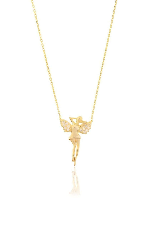 Zirkon Taşlı 925 Ayar Gümüş Melek Kolye - ÖzelSen