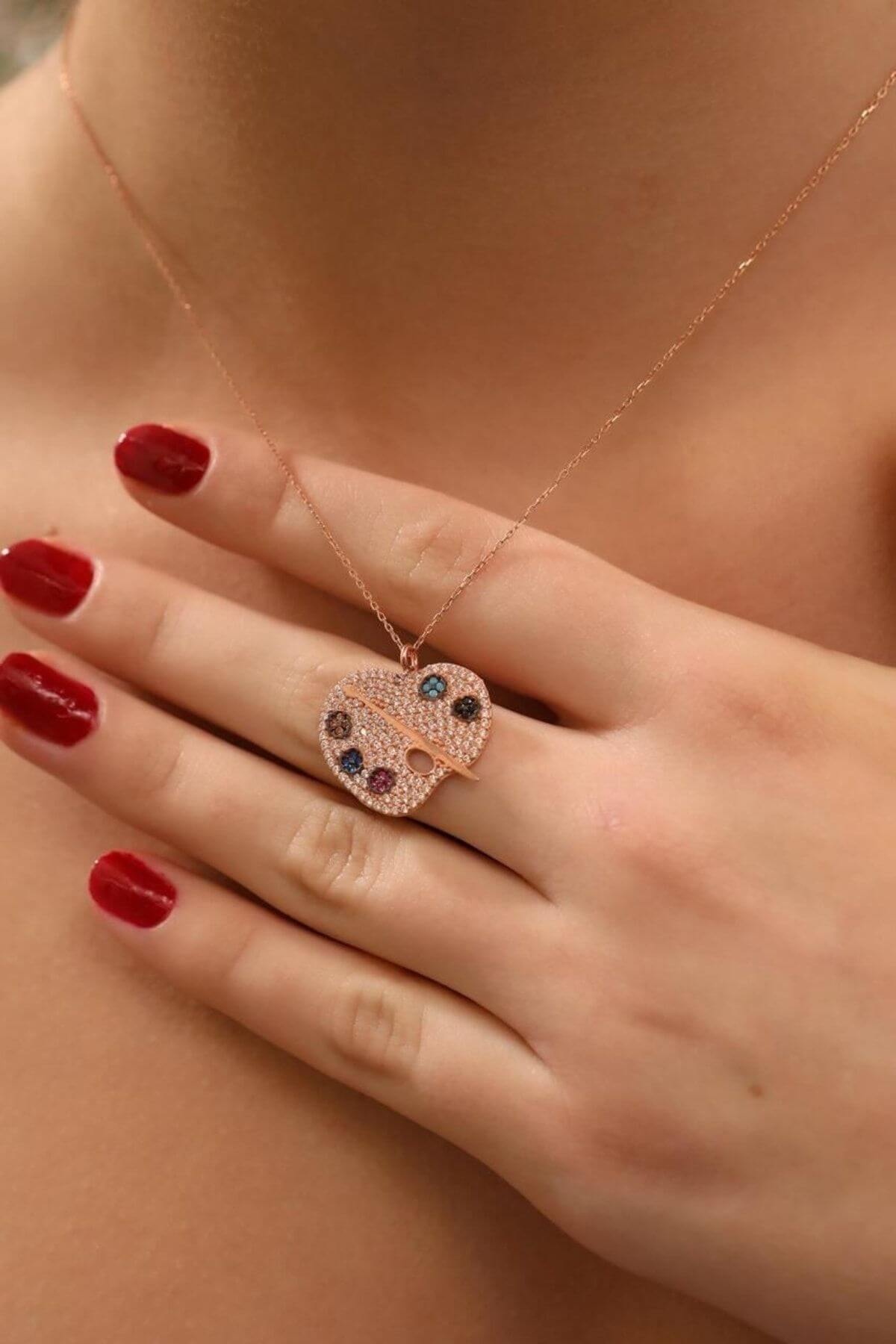 Zirkon Taşlı 925 Ayar Gümüş Minimal Palet Kolye - ÖzelSen