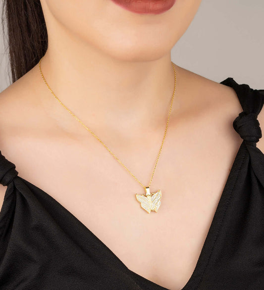 Zirkon Taşlı Açılır Kapanır Kelebek Gümüş İsimli Kolye - ÖzelSen