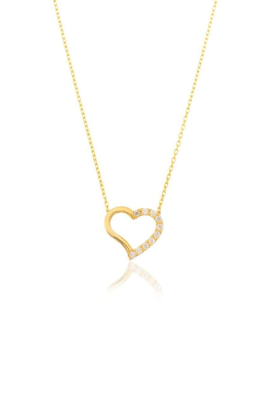 Zirkon Taşlı Minimalist Gümüş Kalpli Kolye - ÖzelSen