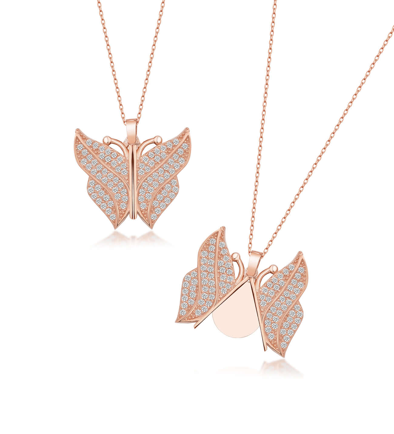 Zirkon Taşlı Açılır Kapanır Kelebek Gümüş İsimli Kolye - ÖzelSen