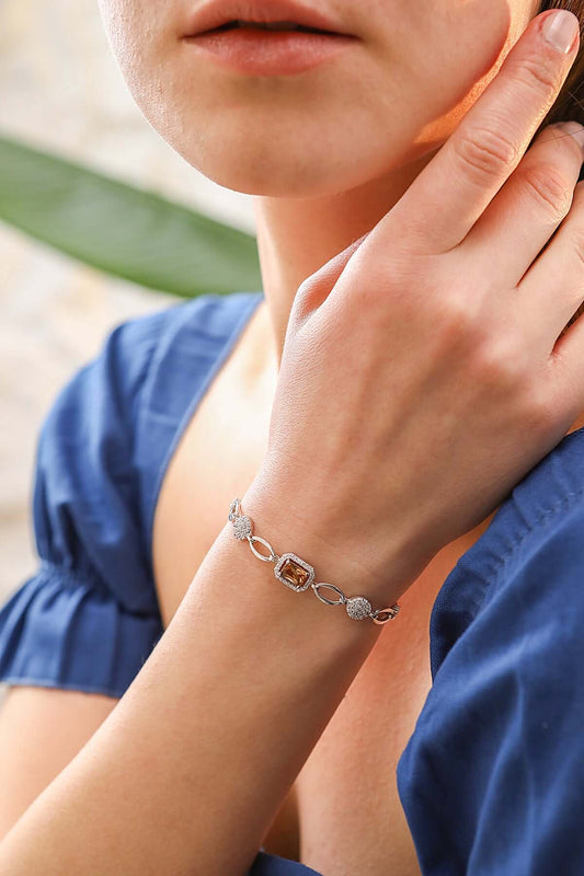 Zültanit Taşlı 925 Ayar Gümüş Baget Bileklik - ÖzelSen